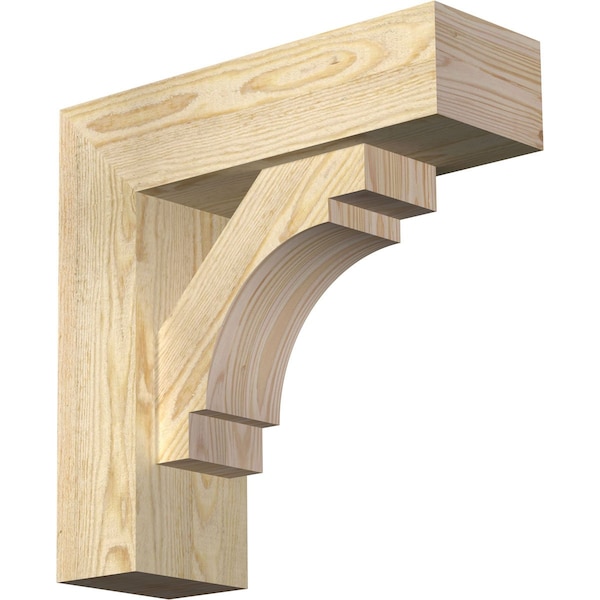 Ekena Millwork Merced Block Rough Sawn Bracket w/ Offset Brace, Douglas Fir, 6"W x 18"D x 18"H BKT0604X18X18MRC05RDF - main